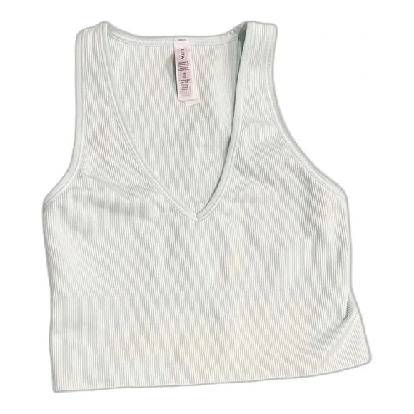 Athleta Light Teal Ribbed Aurora Crop Tank XS - Picture 1 of 4